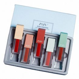 Nouveau cadeau Fi 5pcs maquillage Lipgloss Set, soyeux charmant hydratant Labial Glair, Lg-durable imperméable à l'eau bien couleurs de taches pour les lèvres 88Cw #