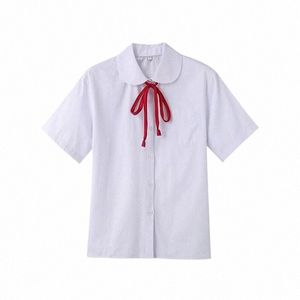 Nouvelle fille mignonne uniformes col de poupée ronde chemise chemisier femmes vêtements blanc JK école japonaise fille cosplay chemises de marin filles t3KX #