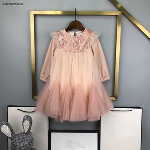 New girl dress autumn Kids clothing Size 100-150 Mesh stitching skirt design baby partydress designer Child frock Nov15