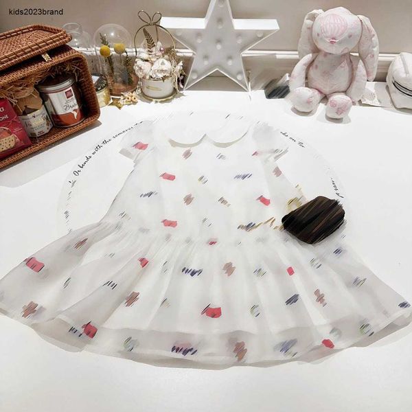 Nouvelle robe fille motif mignon imprimé jupe enfant taille 90-160 robes de bébé de créateur revers blanc enfants redingote Jan20