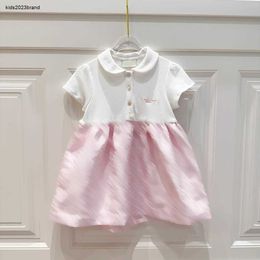 Nieuwe meisje jurk korte mouw kind revers roze rok maat 90-160 designer baby jurken brief afdrukken kinderen japon jan20