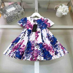 Nieuw meisje jurk korte mouw kinderrok maat 90-160 complete labels babykleertjes blauweregen bloemenprint kinderjurk jan20