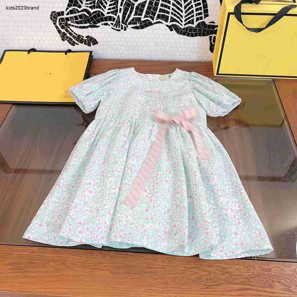 Nuevos vestidos para niñas, ropa de diseñador para niños, letra Jacquard, cinta, falda para bebé, vestido para niño, tamaño 100-160 CM, vestido de princesa 24Mar