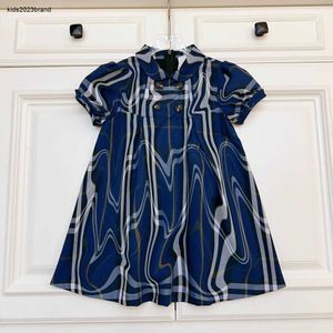 Nouvelles filles robes pour enfants vêtements de créateurs bleus Stripe Design Baby Jirt Child Partydress Taille 100-160 cm Robe de princesse 24MA