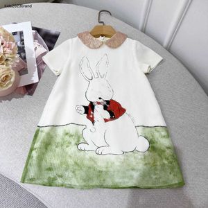 Nieuwe meisjes feestdress konijn graspatroon print baby rok maat 100-160 cm kinderontwerper kleding zomer prinses jurk 24april