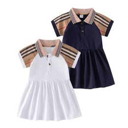 Nouvelle robe d'été pour filles col polo style académie jupe à carreaux à manches courtes vêtements décontractés pour enfants vêtements pour enfants