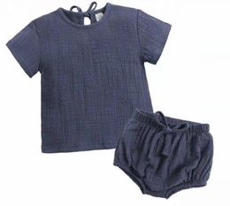 Nieuwe Girs Jongen Kleding Effen Kleur Twee Stukken Set Zomer Kids Korte Mouw T-shirt + PP Korte Soft Comfortabele Kinderkleding Sets