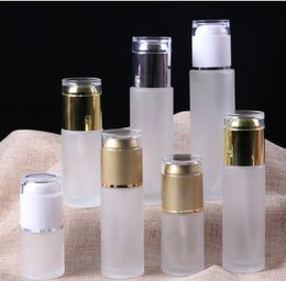 NOUVELLES bouteilles en verre 30ml 40ml 50ml 60ml 80ml 100ml, bouteille en verre givré, pompe de pulvérisation de Lotion, conteneurs de stockage d'échantillons de cosmétiques, bocaux