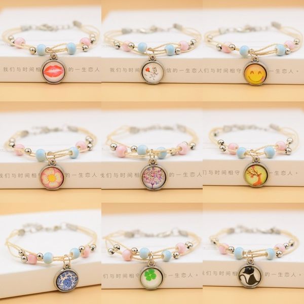 Nouveau verre Cabochon Bracelet bijoux en gros femmes enfants romantique fleurs sèches Bracelet Bracelet pour jolies filles cadeau