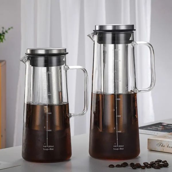 Nouveau café en verre Pot d'infusion à froid Pot d'eau froide avec filtre Théière Pot de brassage de glace Cafetière glacée Serveur Cafetière à infusion froide