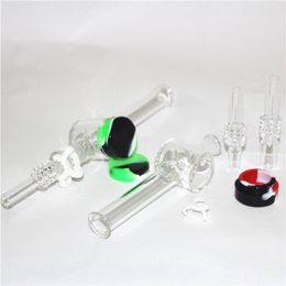 Narguilés Nectar Kit avec tuyau de brûleur à mazout mâle de 10 mm Tuyaux en verre Pyrex épais Récupérateur de récipient en silicone pour Somking