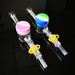 Nouveau kit de collecteur de nectar en verre Mini petits kits NC avec embouts de quartz de 10 mm 14 mm Clip en plastique Récipient de cire d'huile de silicone pour tuyaux de paille 12 LL