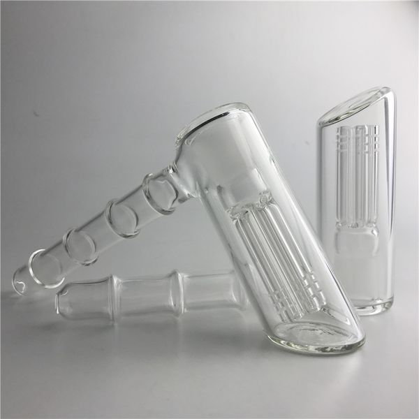 Plataformas petroleras de vidrio Martillo Bong Tuberías de agua Cachimba con 6 tubos de filtro Grueso Pyrex Bongs transparentes Pipa para fumar a mano