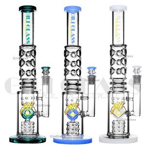 16 pulgadas grandes Dab Rig Bongs de vidrio Doble árbol Perc Bong Plataformas petroleras Filtro de tubería de agua pipas para fumar con tazón de cuarzo banger Impresionantes bongs embriagadores cachimba