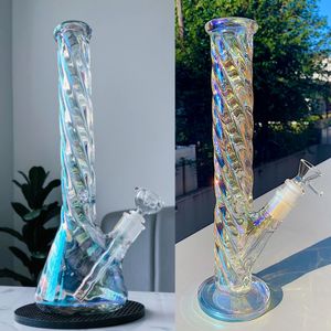 Glass Ice Bongs Glow in The Dark Beaker Tubo de agua alto Hookahs Downstem Perc Dab Rigs Colorful Bubbler Tube