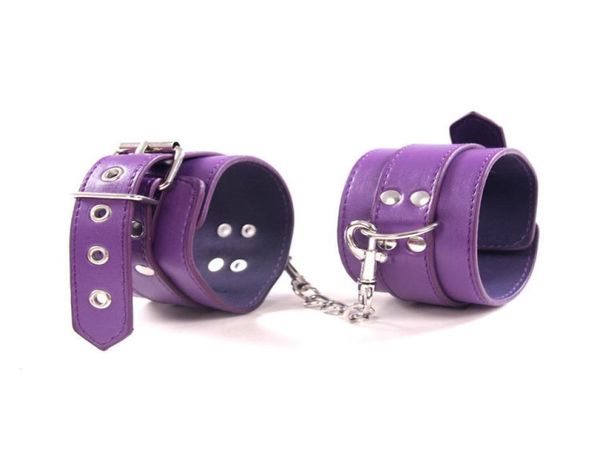 Nouveau cuir brillant 7 PC ensemble de bandages outils de retenue jouets violet esclave manille R456399550