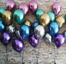 Nieuwe glanzende metalen parel latex ballonnen dikke chroom metalen kleuren opblaasbare lucht ballen globos verjaardag / feest decor 12 inch 50pcs / set SN4421