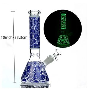 Nieuwe Glow-up beker bong schedel glazen buis 10 inch 5 mm dik dab rig koeling booreiland bowl en down steam