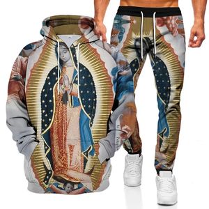 Nieuwe God Indian Portret Hoodies For Man Ats Maria pullovers 3d geprinte heren sweatshirt set Harajuku y2k casual pant kleding001