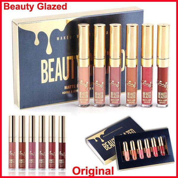 NUEVO Oro Cumpleaños Edición Brillo de Labios 6 unids Set barras de labios Mate Líquido Lápiz Labial maquillaje Brillo de Labios Kit Belleza Brillo de Labios Esmaltado Cosméticos