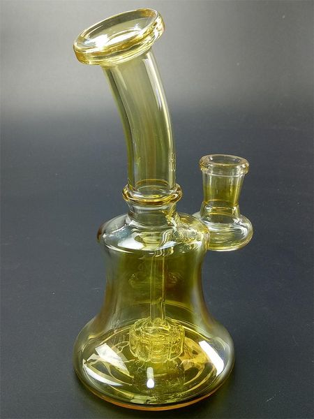 Vidrio de oro Dab Rig Bongs Tuberías de agua Cachimbas Cera Plataformas de aceite Mini Perc Pipe Honeycomb Filtro pequeño Heady Beaker Bowl Clavo de cerámica