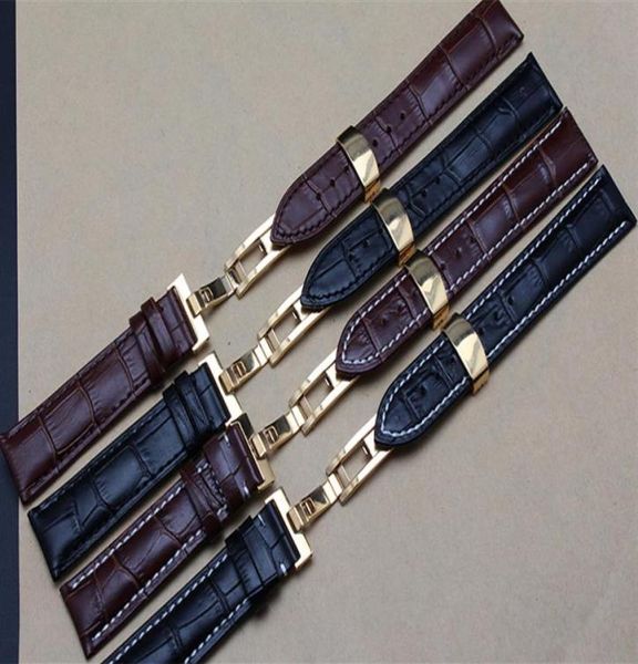 Nuevo Gold Butterfly Despliegue Bloque Banda de reloj 18 mm de 19 mm 20 mm 21 mm 22 mm Genuine Leather Watch Men Straps Pracelets Promoción25949823188