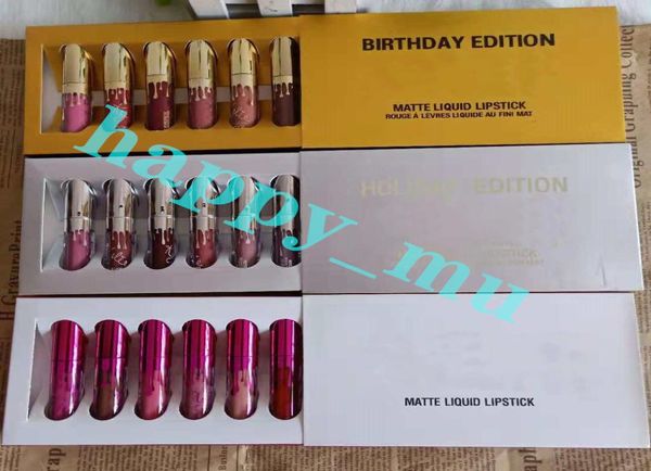 Nuevo Gold Kylie Jenner Lipgloss Cosmetics Matte Lipstick Lip Gloss Mini Leo Kit Lip Cumpleaños Limited Edition con Gold Retail PackA1742432