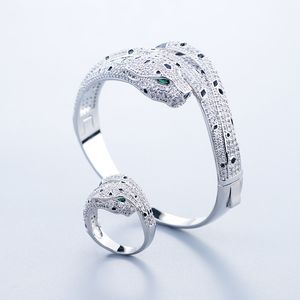 or léopard bracelets jonc en argent pour les femmes ensemble anneau bracelet charmes tennis de luxe créateur de bijoux unisexe femmes jewlery cadeau de fête accessoires vente de mariage