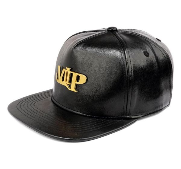 Nouvelle lettre d'or VIP Baseball Caps Pu Le cuir décontracté plane à bordure plate boucle réglable cool snapback os Hip Hop Men Hats3588970