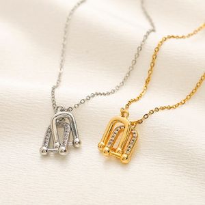 Nouveau plaqué or diamant pendentif colliers bijoux de créateur longue chaîne en acier inoxydable charme de luxe collier pour femme design classique boutique collier