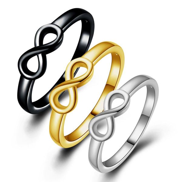 Nouveau or/argent couleur infini bague éternité anneau breloques meilleur ami cadeau sans fin amour symbole mode anneaux pour les femmes