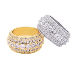 Nieuwe gouden zilveren kleuren ijs uit cz ringen voor mannen dames mode bling hiphop sieraden pop hiphop zirkoon ring 3214