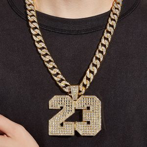 Nieuwe gouden zilveren Miami Cuban Link Chain Heren kettingen Hip Hop Gradueerden tennisketen Sieraden 23 nummer