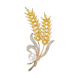 Nieuwe gouden tarwe broche Senior gevoel strass pin vrouwelijke herfst winter persoonlijkheid eenvoudige gerst pak corsage accessoires