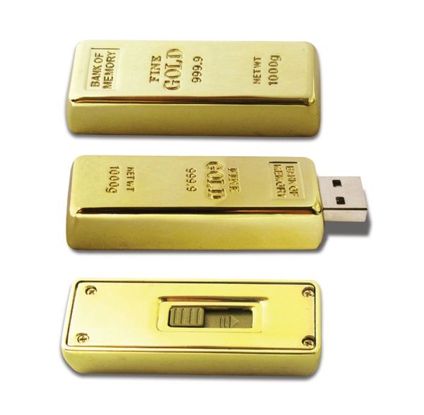 Clé USB 2.0 en forme de barre dorée, 64 go, suffisamment de mémoire, stylo à pouce en métal, pour ordinateur portable, Macbook, tablette