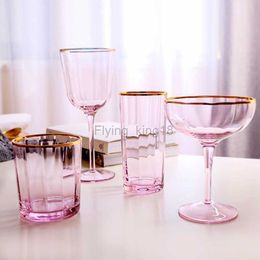 Nouveau Golden Edge Ripple Champagne Verre À Vin Rose Transparent Sans Plomb Verres À Cocktail Cristal Whisky Jus Potable Tasse HKD230809