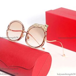 Nouvelles lunettes de soleil Golden Leopard pour femmes Designer Round Pink Clear Sunglass Frames Oversize Party Fashion Show UV400 3010 Taille 60 17 145 257