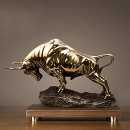 NIEUWE Golden Wall Bull Beeldje Straat Sculptu koud gegoten copperMarket Woondecoratie Cadeau voor Kantoor Decoratie Ambachtelijke Ornament298L