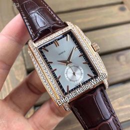 NIEUW Gondolo 5124G-011 5124 SILVER DIAL Black Inner Automatic Mens Watch Rose Gold Diamond Bezel horloges Hoge kwaliteit Hello Watch 6295C