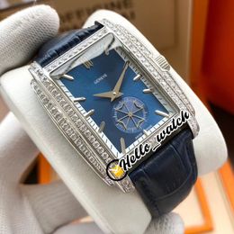 NIEUWE GONDOLO 5124G-011 Steel Case Diamond Bezel Wit Buiten Blauw Dial Automatic Mens Horloge Blauw Lederen Band Sporthorloges Hallo_Watch E134