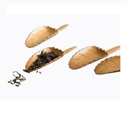 Nueva buena forma de hoja, cucharas de té de bambú natural talladas a mano, cucharas de té de Kung Fu, suministros para té
