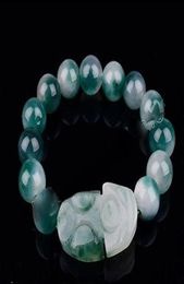 Nieuw geluk sieraden pixiu groene jade bead boeddha lucky armband maat 10 mm 75quot6718638