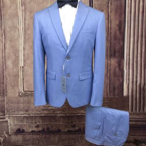 Nouveaux produits Costume à carreaux en tissu à carreaux irrégulier pour le bureau à domicile Style régulier Blazer masculin Skinny Champagne Sky Blue Men Costume X0909
