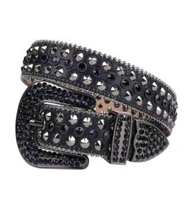 Nouveau Style Punk gothique tout noir Bling strass ceinture DiamondSpike clouté Crocodile ceinture en cuir Cool Accsory1588582