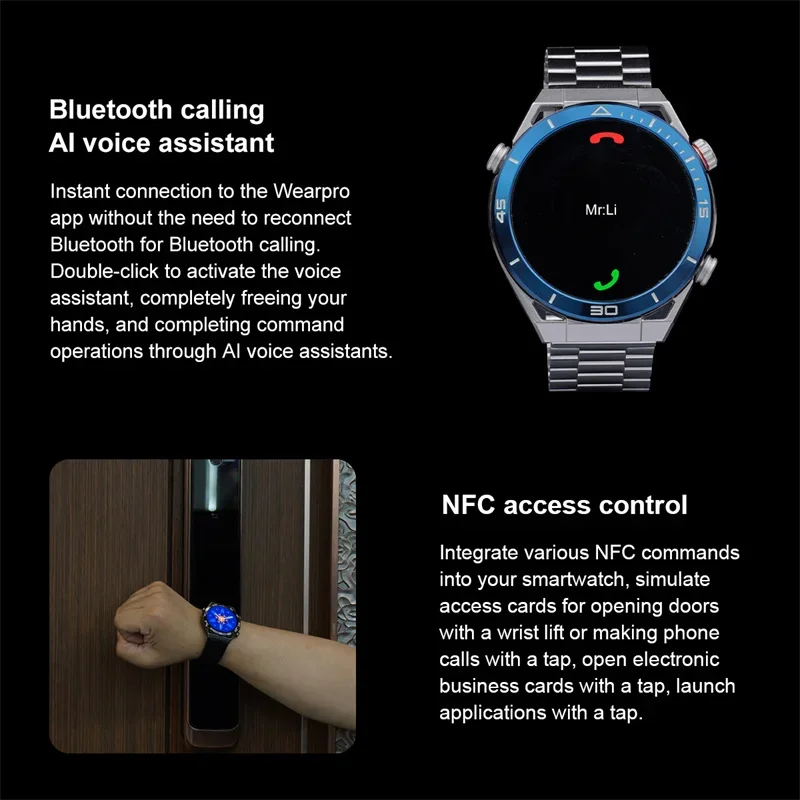 YENİ GPS Sports Smart Watch Erkekler Amoled HD Tam Dokunmatik Ekran IP68 Su Geçirmez NFC Pusula Bluetooth Çağrı Ecgppg Smart Watches 2024