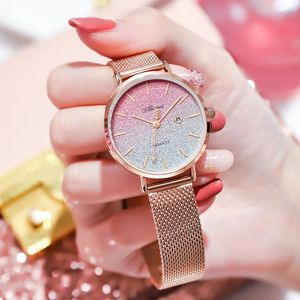 Nieuw gradiënt dameshorloge sterrenhemel quartz horloge