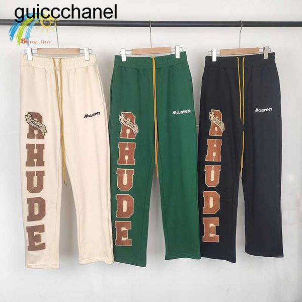 Nouveau vert abricot Rhude pantalons de survêtement hommes femmes 23ss serviette ample brodé Rhude pantalons décontractés Jogger pantalon multi-poches mens womens pants