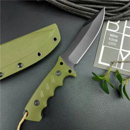 Nouveau Lame en acier vert/noir 8CR13MOV G10 poignées couteau de chasse avec gaine Kydex, couteau tactique bushcraft couteaux de survie