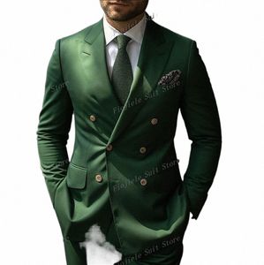 Nouveau costume de busin vert marié marié hommes smokings fête de mariage bal formel 2 pièces ensemble veste et pantalon G4J1 #