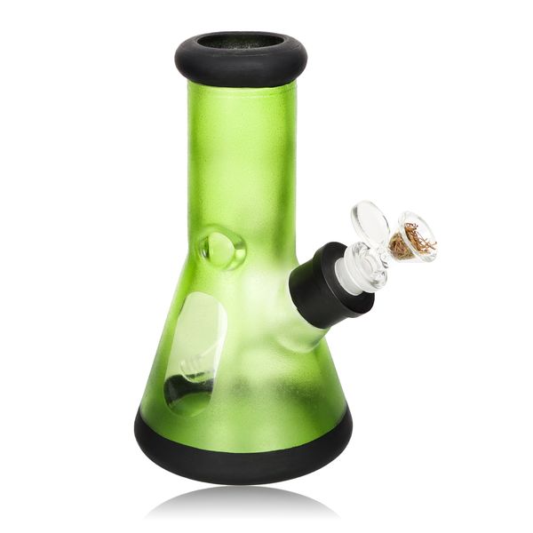 Nuevo Tubo de agua de vidrio esmerilado verde Bong de vidrio Cubilete de vidrio con recipiente de metal Ash Catcher Dab Oil Bubbler Water Bong